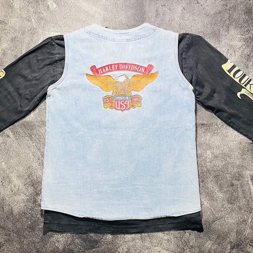 VEST ROMPI JEANS VINTAGE HARLEY DAVIDSON made in usa 90 s