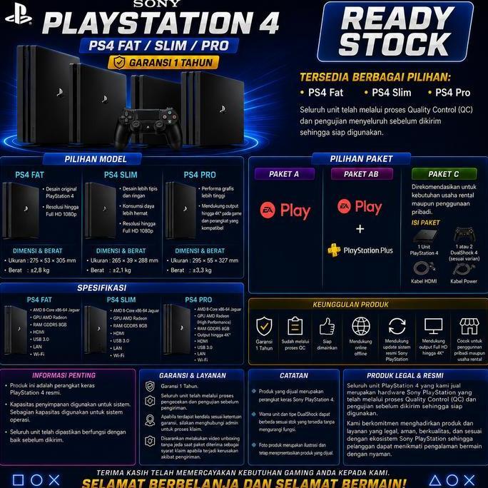 SONY PS4 PRO/SLIM/FAT BISA ONLINE OFFLINE PLAYSTATION PS4 SLIM PS4 FAT PS4 PRO