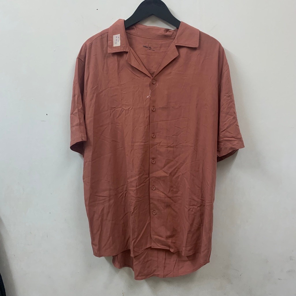 Anko Oversize Shirt Open Collar Shirt Terracotta | Atasan Kemeja Lengan Pendek Bata