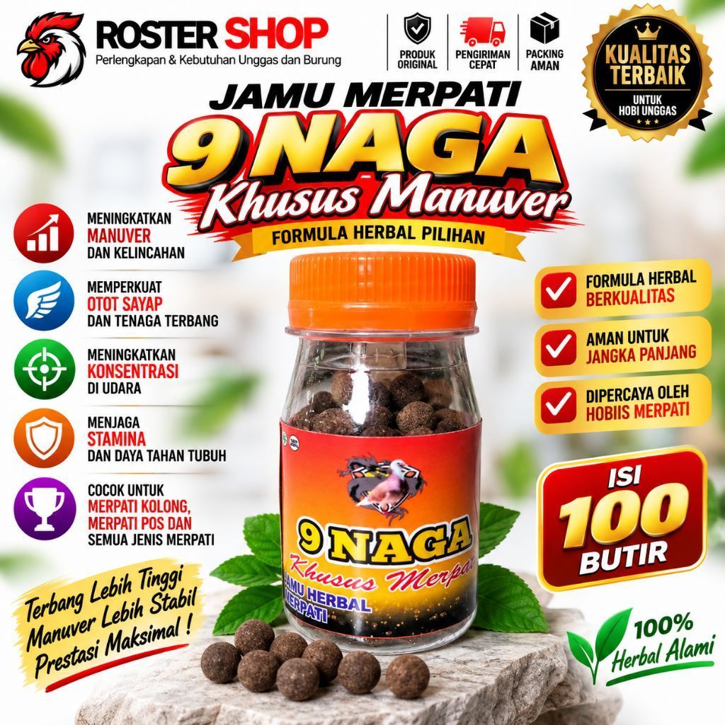 Jamu Merpati 9 Naga Khusus Manuver [ISI 100 BUTIR] - Giring Stabil Nafas Panjang Stamina Juara