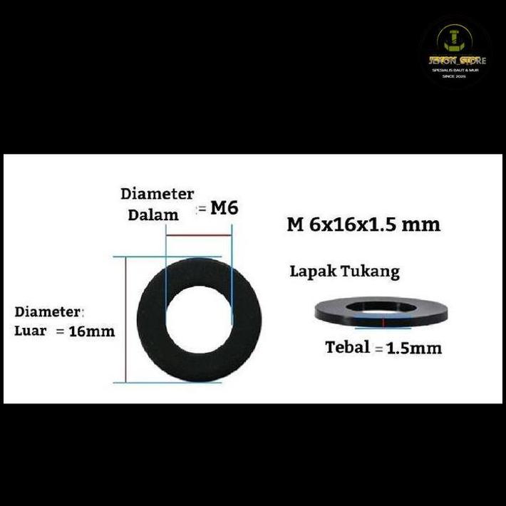 Ring Nylon M6X16X1.5 Putih Ring Plat M6X16 Ring Nilon M6 Harga Khusus