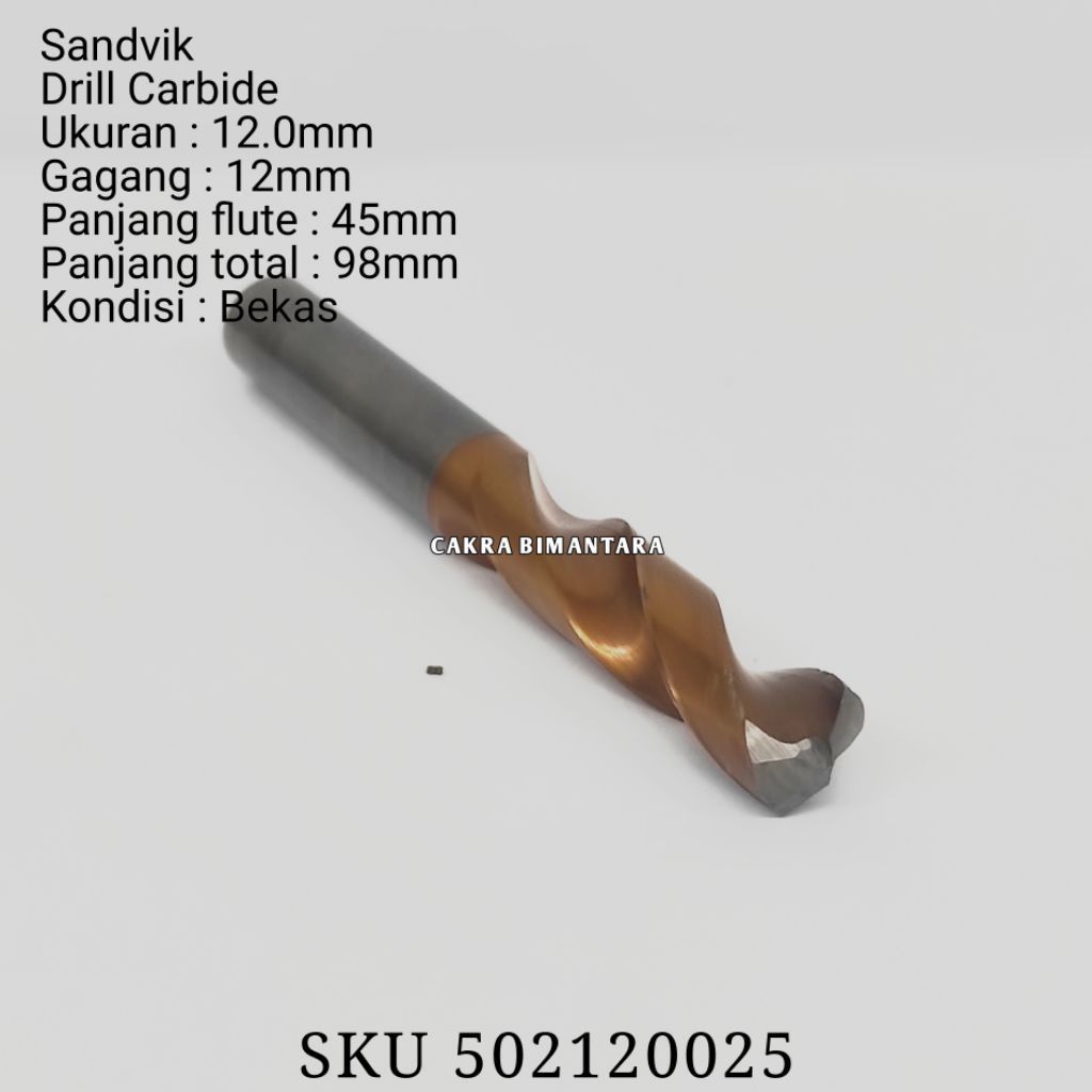 Sandvik Carbide drill 12.0mm mata bor bekas 12.0 mm untuk besi baja per keras 12mm