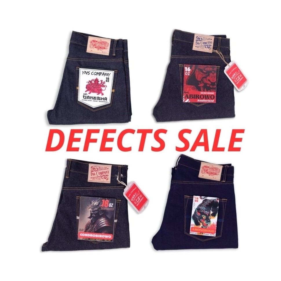 YNS&CO - Celana Jeans Raw Denim Defect 15 oz 16 oz
