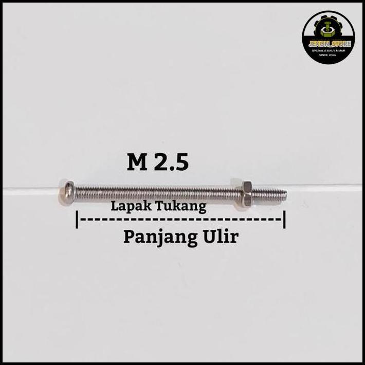 5Set Baut Mur M2.5X25 Jp Stainless 304 Baut M2.5 Best Seller