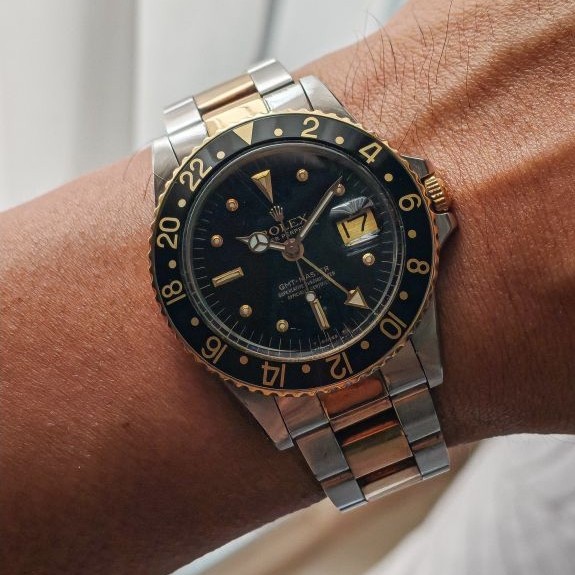 70s Vintage Rolex GMT Master 1675 tiger eye Black Nipple Dial unpolished very good with Box