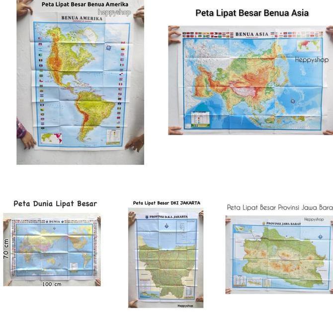 SAFRINAAAA5 - PETA LIPAT BESAR DUNIA / REPUBLIK INDONESIA /ASEAN / ASIA / AMERIKA / AFRIKA / JAKARTA