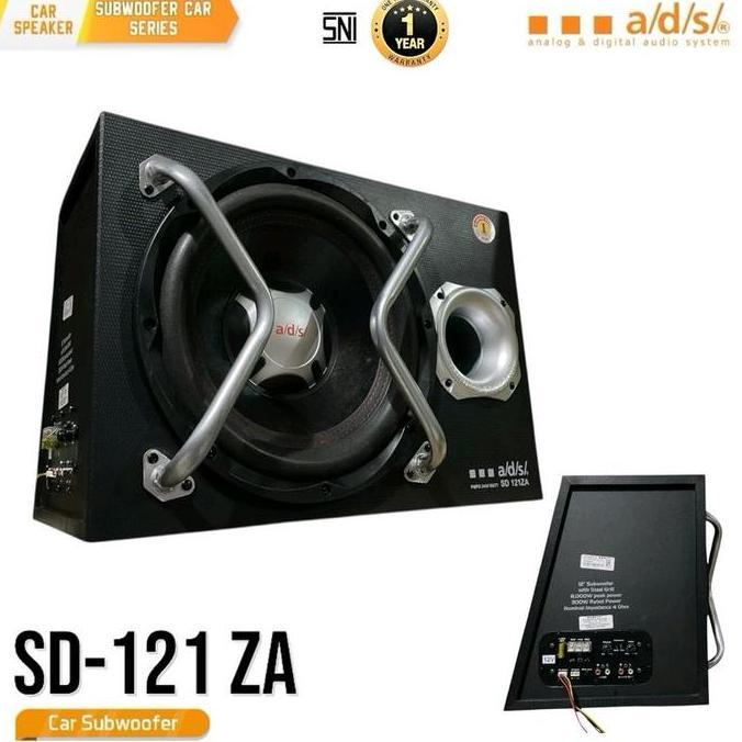 Speaker Mobil Ads SD-121ZA 12inch Speaker Full Woofer Basstube Bluetooth Wireless Hitam Stainless Su