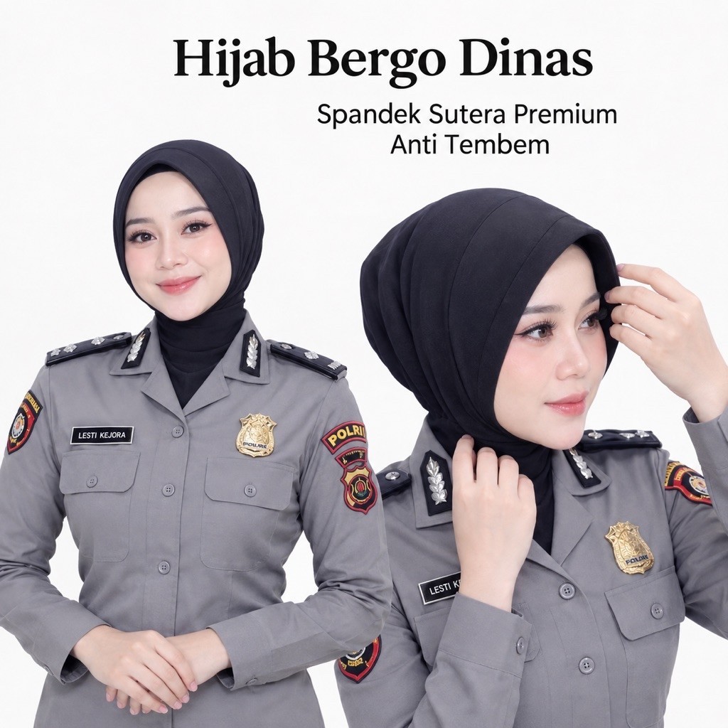 Jilbab Dinas Anti Tembem Murah untuk POLWAN, PNS Dishub, Persit, PNS Polri, PSH Bhayangkari, Kejaksa