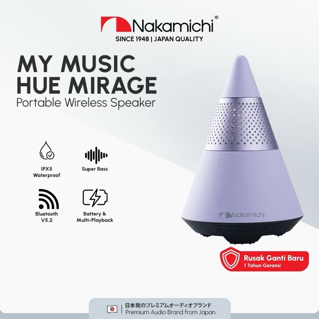 SALE Nakamichi My Music Ungu Hue Mirage Speaker Bluetooth Wireless FM Radio Mini