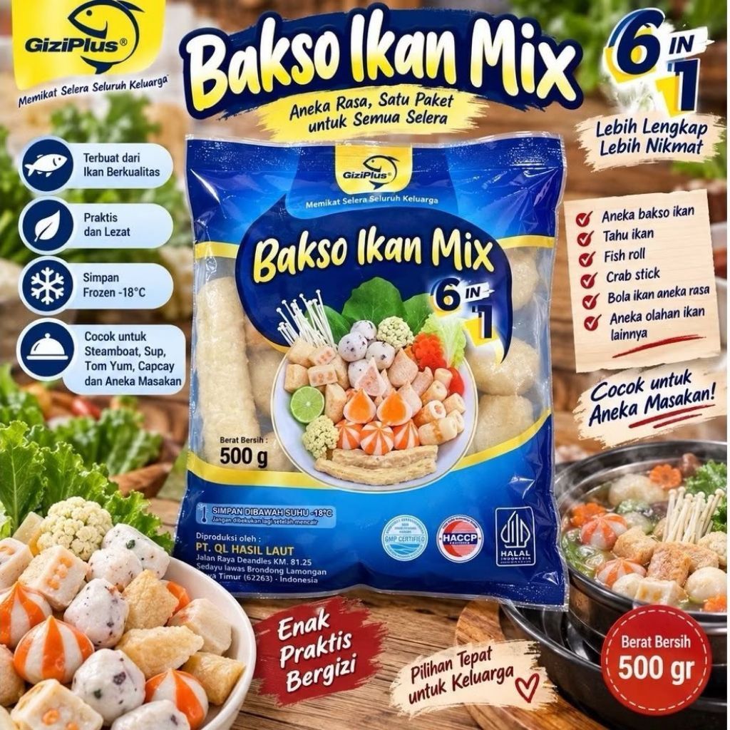 GiziPlus Bakso Ikan Mix 500gr Frozen Food