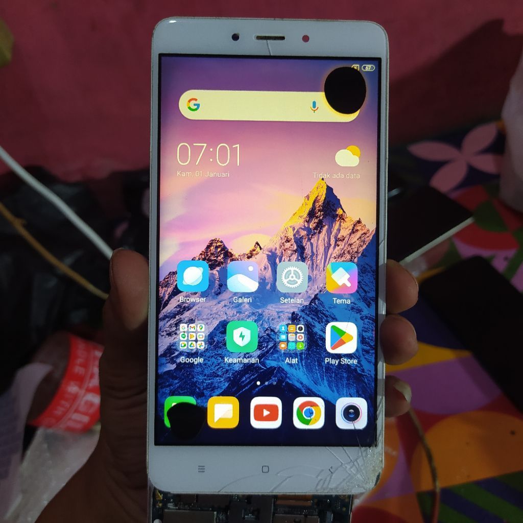 lcd redmi note 4 mediatek original copotan retak tompel layak pakai