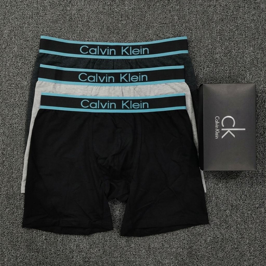 Boxer Pria Calvin Klein Long Logo Boxer [PER BOX ISI 3 PCS]