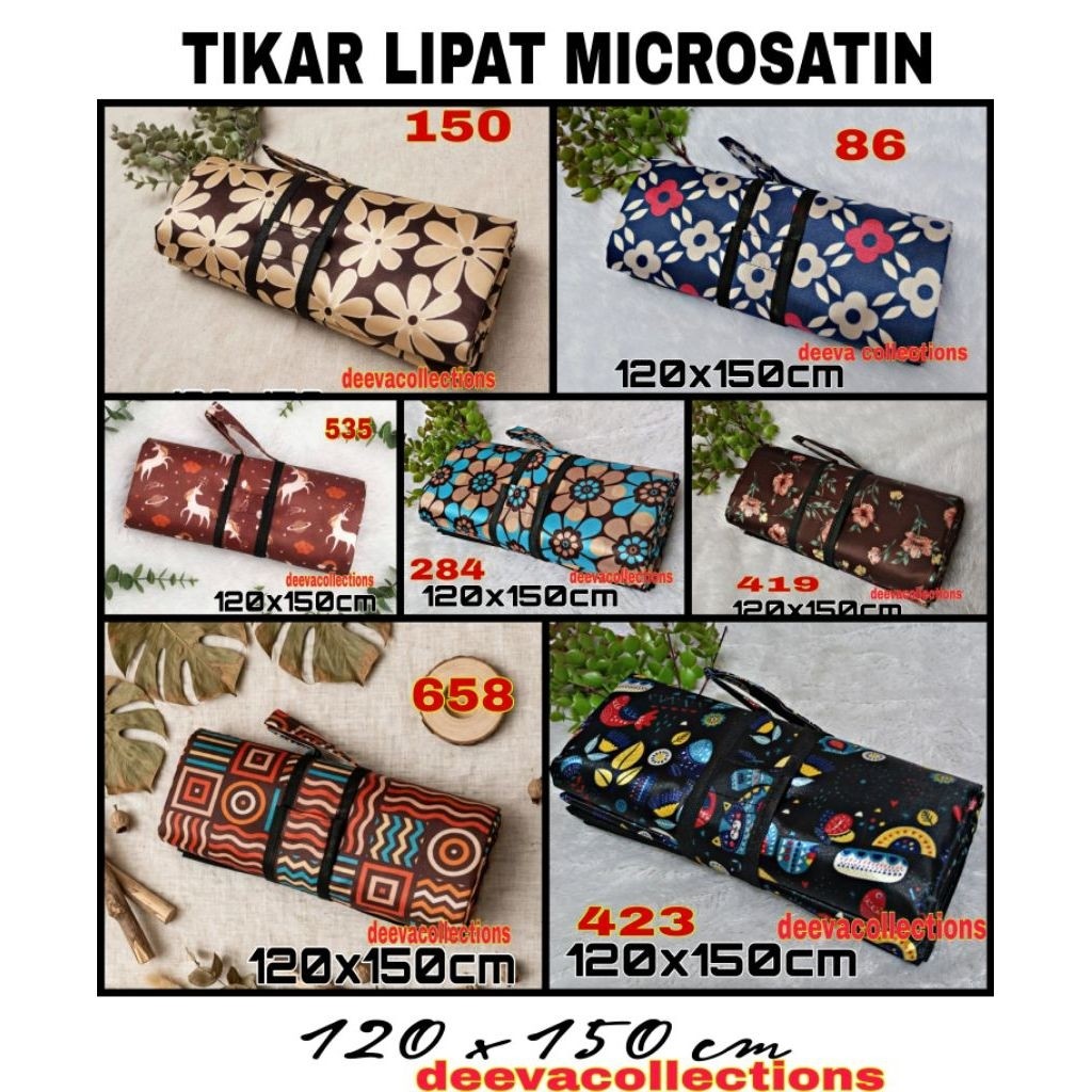 TIKAR LIPAT PIKNIK MICROSATIN 120cm X 150cm BISA PILIH MOTIP