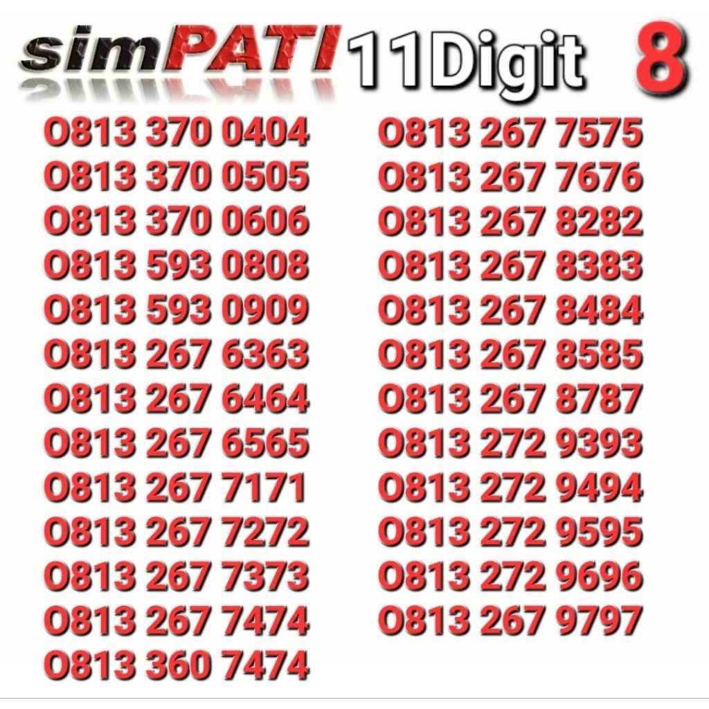 NOMOR SIMPATI 11DIGIT - NOMOR 11DIGIT 6886