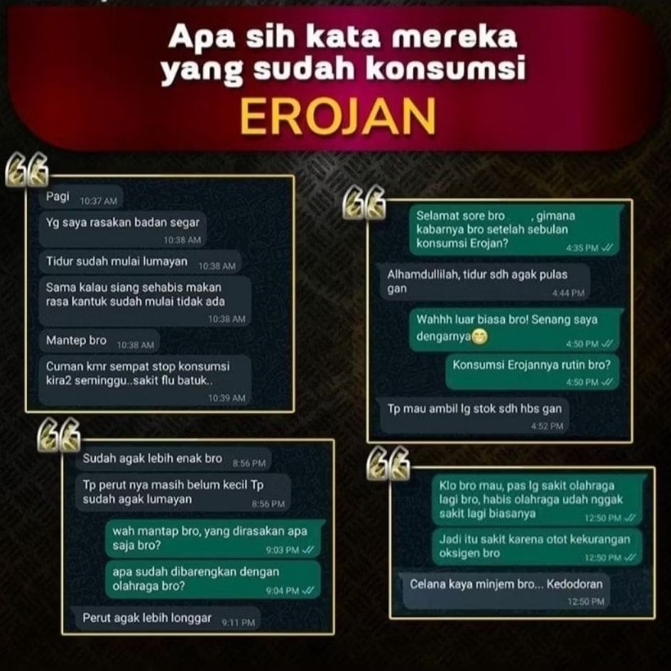 Testimoni EROJAN dalam Bahasa Indonesia