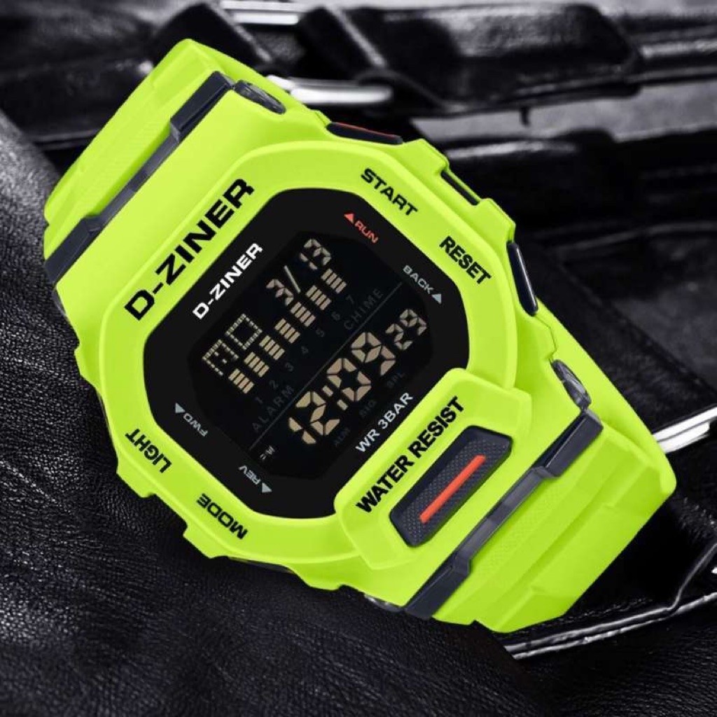 D-ZINER 8312 - JAM TANGAN SPORT DIGITAL TALI RUBBER WATER RESIST 3 ATM ORIGINAL