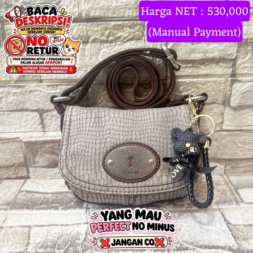 037# NET-Preloved Fossil Maddox Snake Skin Mini Crossbody