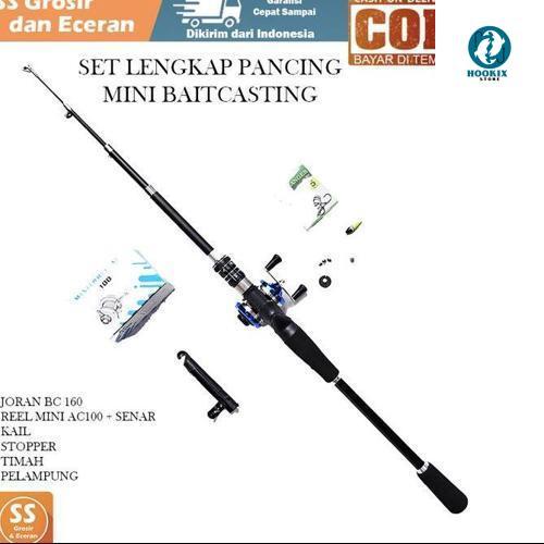 1 Set Alat Pancing Mini Trolling Baitcasting 8-16 Lbs