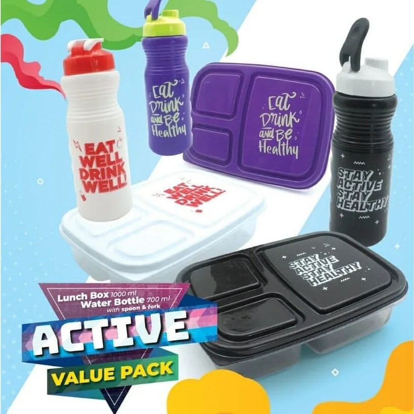 Wadah Bekal Set Active / Wadah Bontot Set / Lunch Box Set / Tempat Makanan