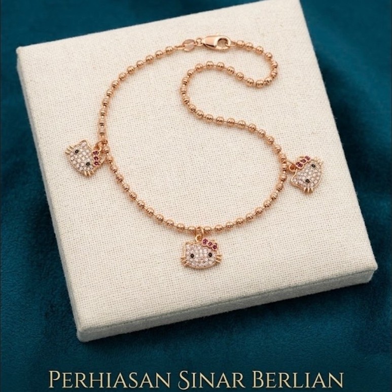 Gelang kaki wanita dewasa perak 925 hello kitty