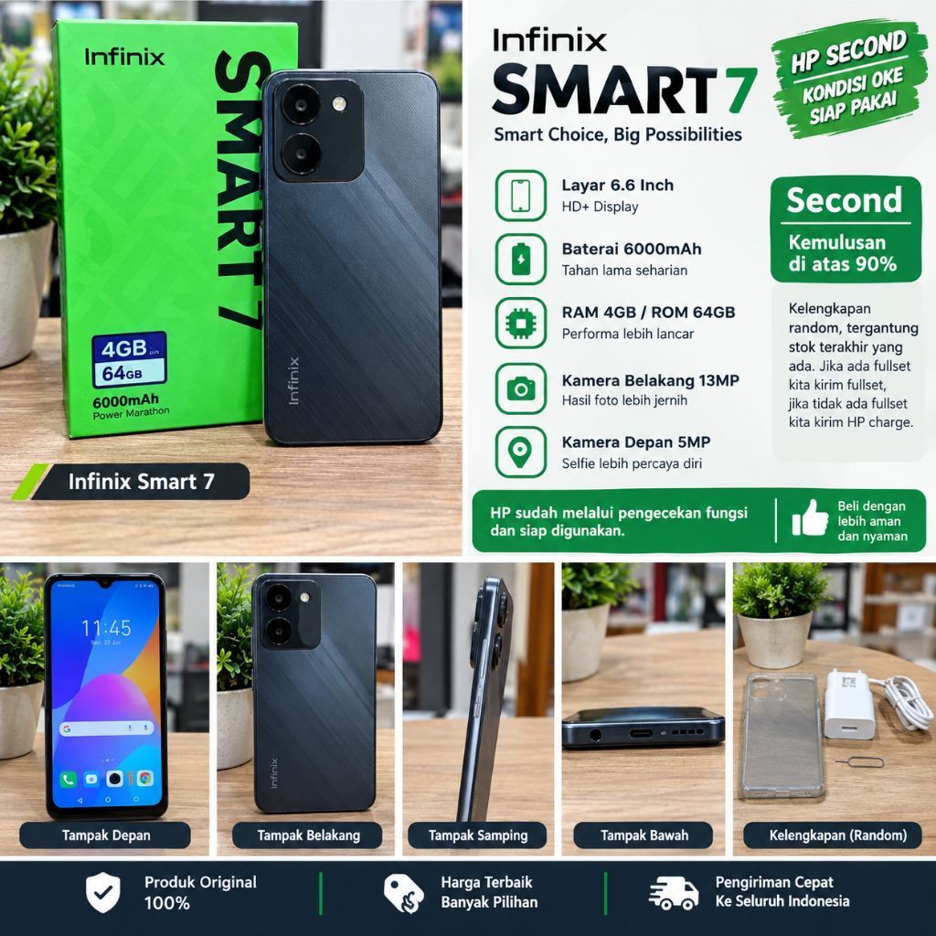 infinix smart 7 RAM 4/64 second no minus garansi