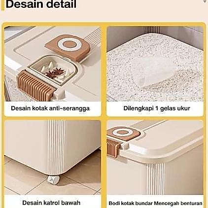 [TT] 1- WADAH BERAS ANTI KUTU 5-25KG KEDAP UDARA - Tempat Penyimpanan Beras Transparan + Roda Tempat