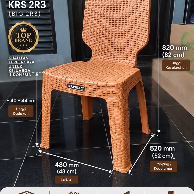 Kursi napolly rotan 2R3 / kursi plastik napolly / kursi rotan
