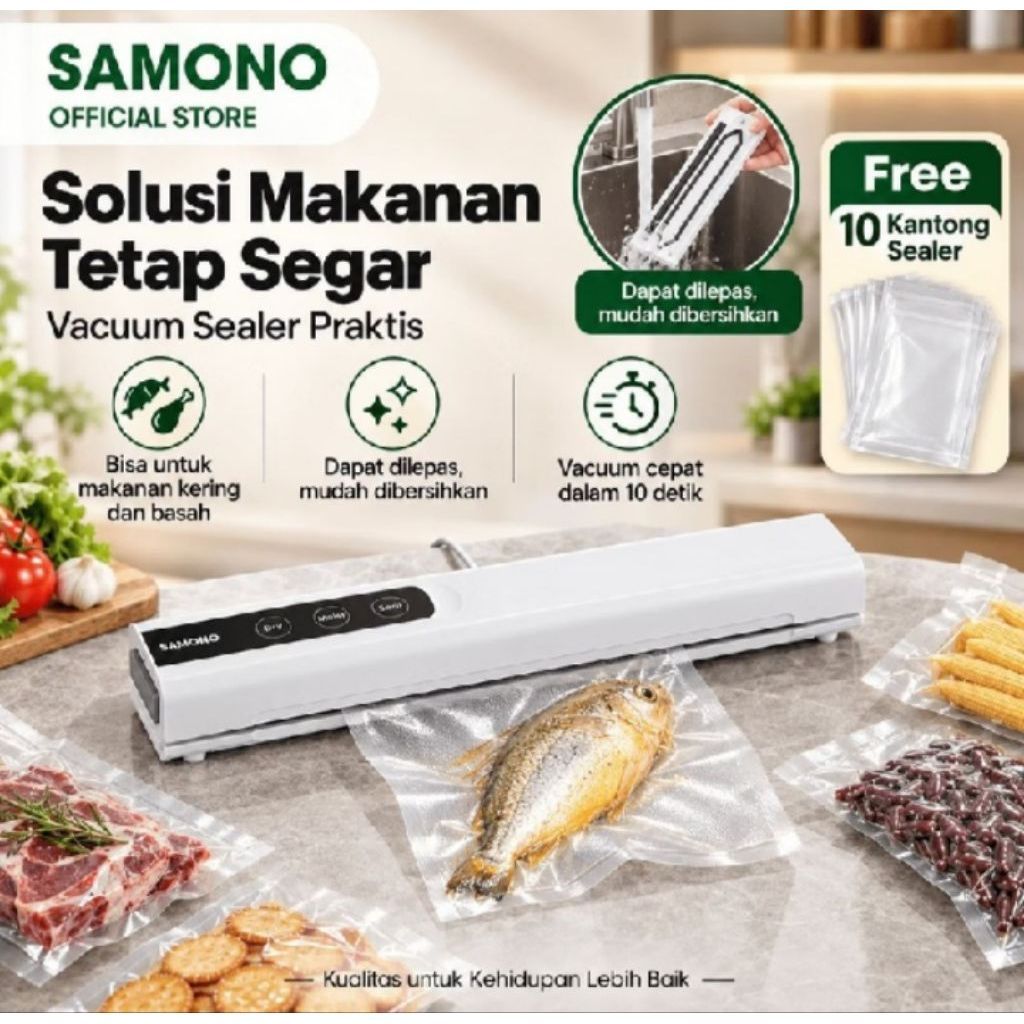 Samono Vacuum Sealer Makanan 60Kpa Mesin Vacuum Makanan Food Vacuum Sealer
