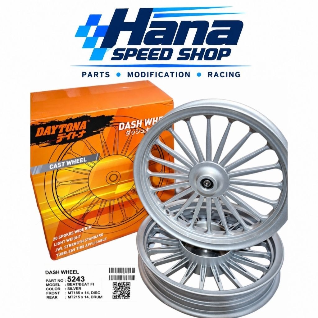 VELG RACING HONDA BEAT FI DAYTONA PALANG 20 SILVER RING 14 VELG MOTOR
