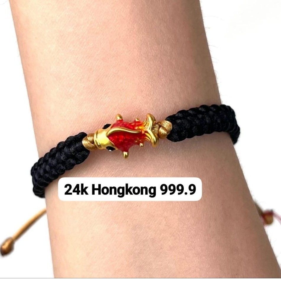 Gelang Emas Asli Ikan Koi Cat 24k Hongkong 999.9 Tali