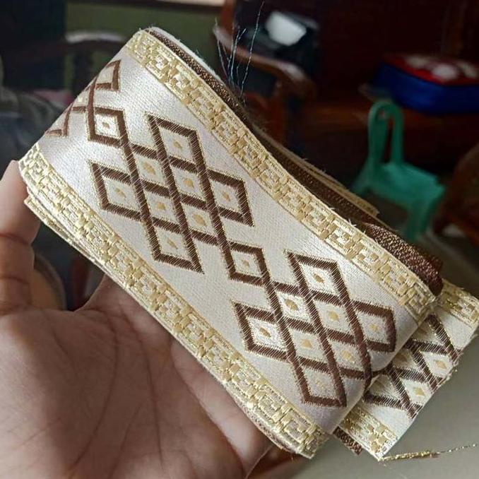 5M Pita Kain DIY Pita Renda Batik Motif Bahan Kain Lebar 6cm Webbing Motif Roll Renda India Renda Pi