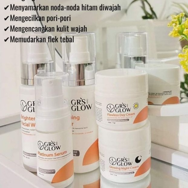 Krim Wajah GRS Glow Flawless Day Cream dan Glowing Night Cream serum facial