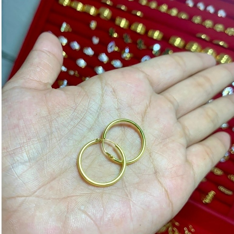 anting dewasa bulat polos  emas muda 3karat 1gram