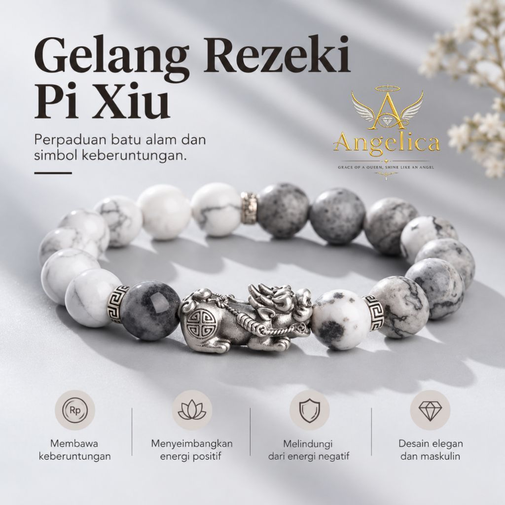 Gelang Pixiu Yin Yang Unisex Tali Hitam Gelang Tangan Pria Wanita Aksesoris Unik