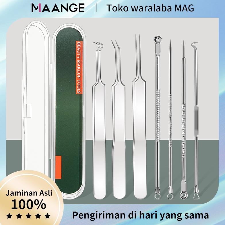 MAANGE Acne Alat Pembersih Komedo Jerawat 7 In 1 Pencabut Komedo Pemencet Jerawat Stainless Steel Al
