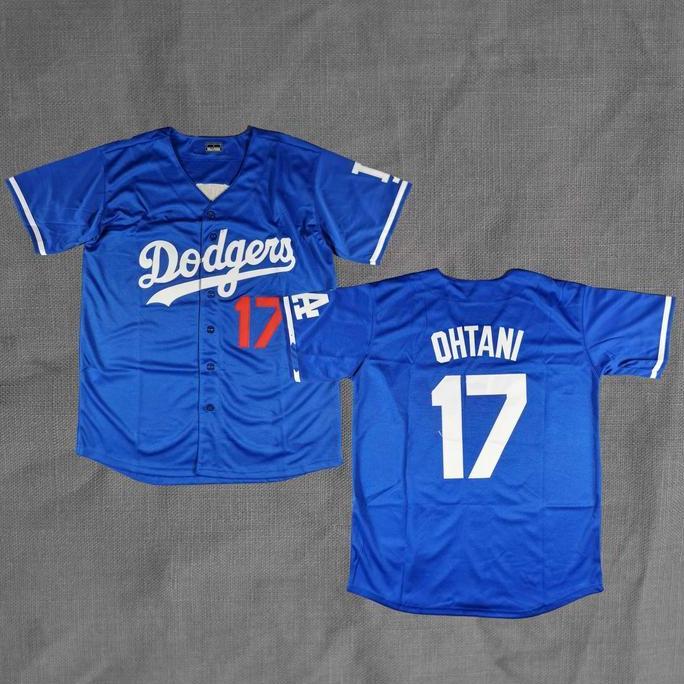 BORDIR Baju Jersey Baseball  Ohtani Dodgers Biru Baseball Shirt