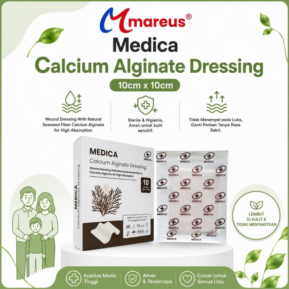 Medica Calcium Alginate Dressing / Perban Alginate untuk Perawatan Luka (Harga 1 Box