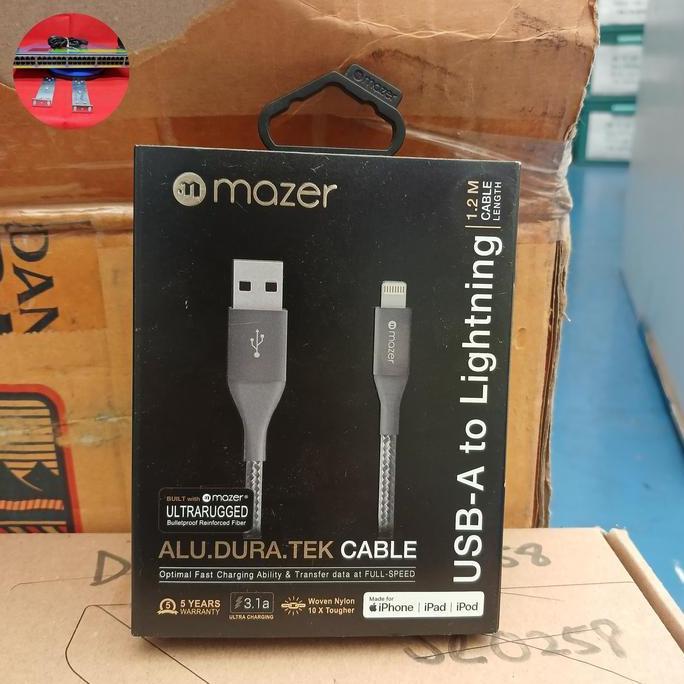 1.2M MAZER ALU.DURA.TEK CABLE USB-A TO LIGHTNING - BLACK NEW DISKON