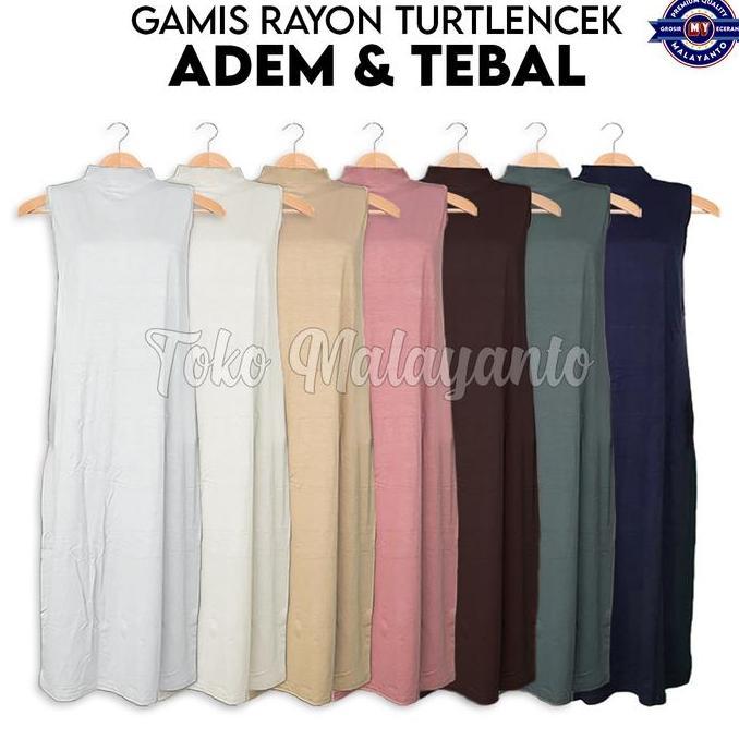 Jamriwo.Shop - Manset Gamis Premium Wanita Leher Tinggi Lengan Panjang Dan Buntung Bahan Rayon Super