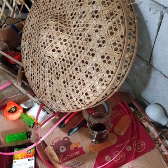 Kap Lampu Anyaman Bambu 55 cm 2 Lapis Anyaman / Kap Lampu Bambu