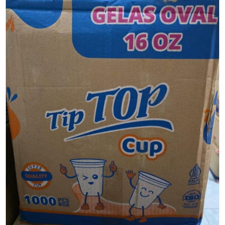 Gelas Plastik TIPTOP OVAL , 14oz, 16oz, 18oz & 22oz (PER DUS)