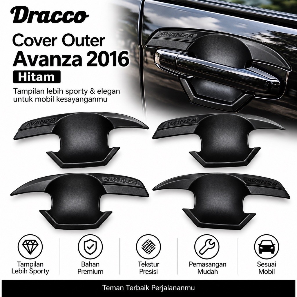Dracco Cover Outer Avanza 2016 Hitam – Aksesoris Outer Pintu Toyota Avanza Premium