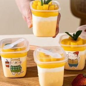 10pcs korean dessert cup sendok  puding tahan panas bentuk Bulat dan Kotak