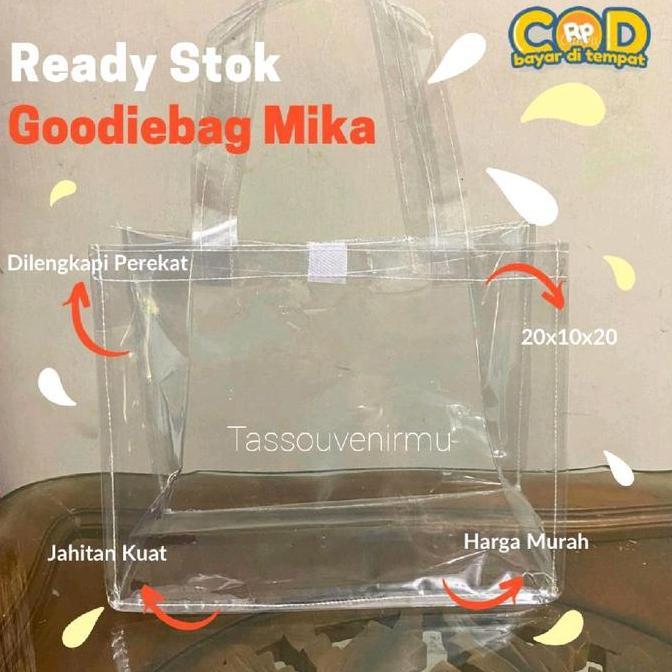 PREMIUM Tas Mika Transparan Souvenir Ultah isi 12 pcs buat Snack