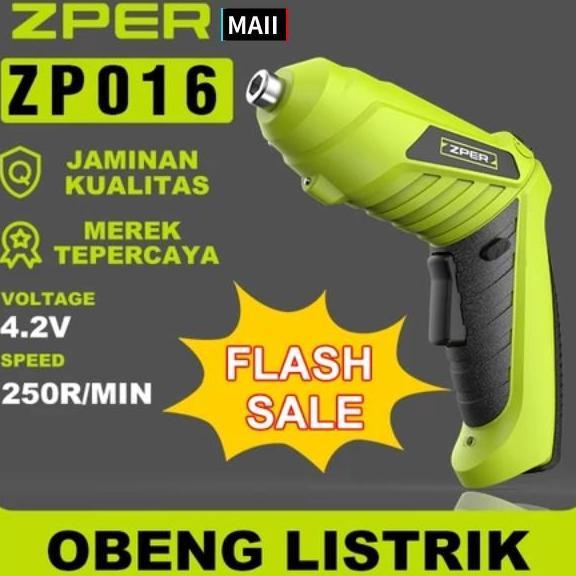 Kixo- Zper Mesin Bor Baterai 4.V Obeng Listrik Cordless Drill Battery Bor Kayu Triplek Besi Bor Zp01