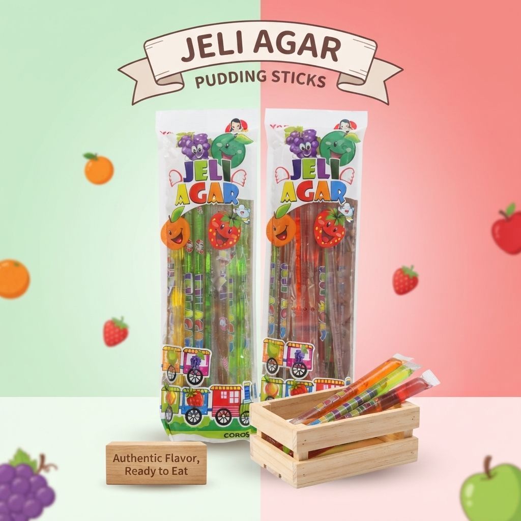 QeQe Jeli Agar Jumbo Panjang 40 cm Aneka Rasa Apel, Anggur, Jeruk, dan Stroberi 1 Pax isi 20 Pcs