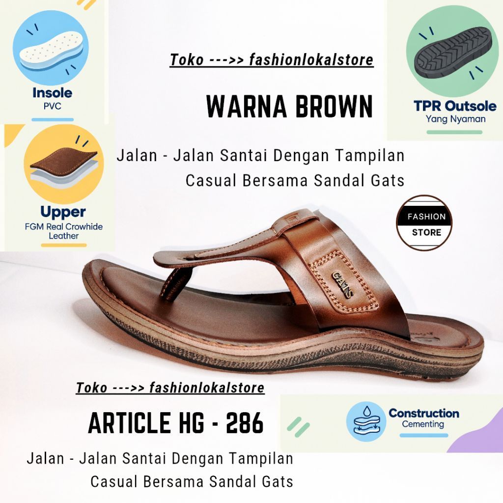 GATS Sandal Casual Pria Cocok Dipakai Liburan Santai Sandal Pria GATS Original