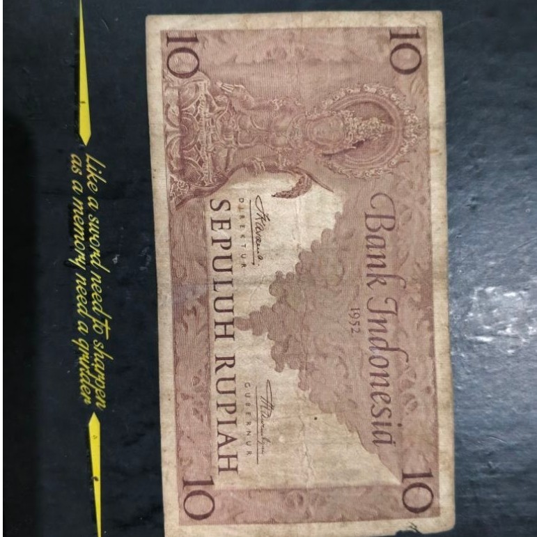 UANG KUNO 10 RUPIAH SERI BUDAYA TAHUN 1952