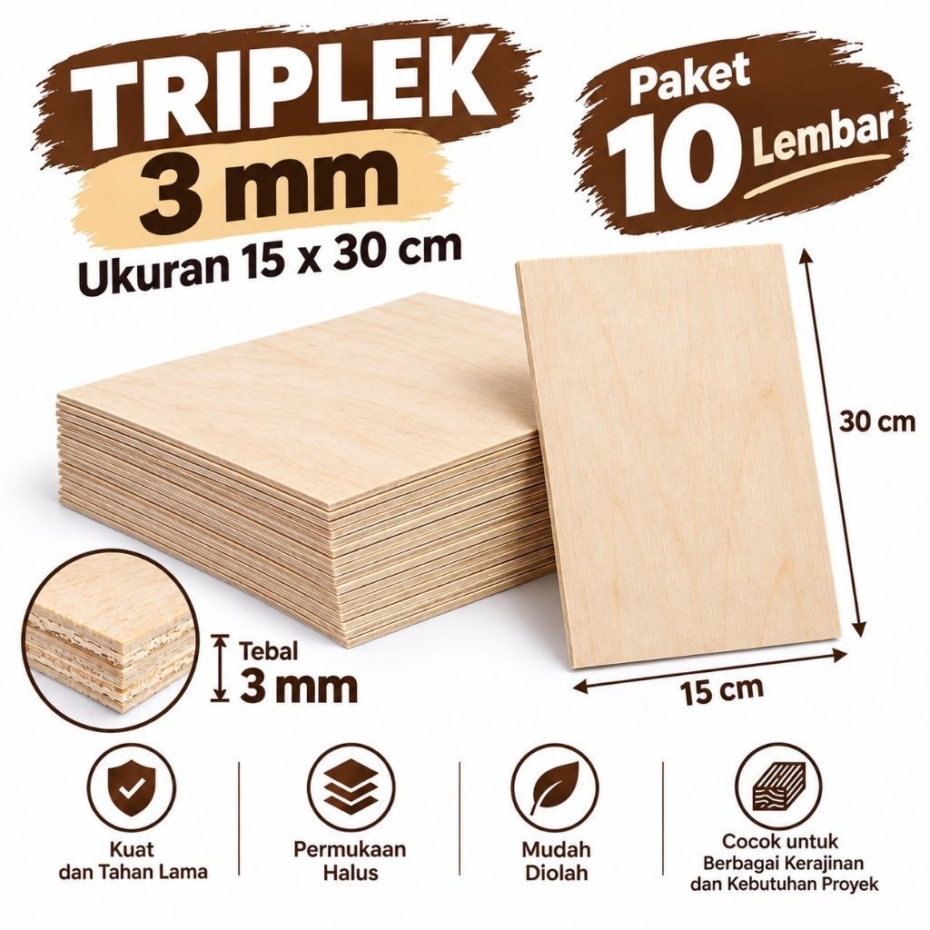 Triplek 3mm pigura ukuran 15x30cm paket 10 lembar.