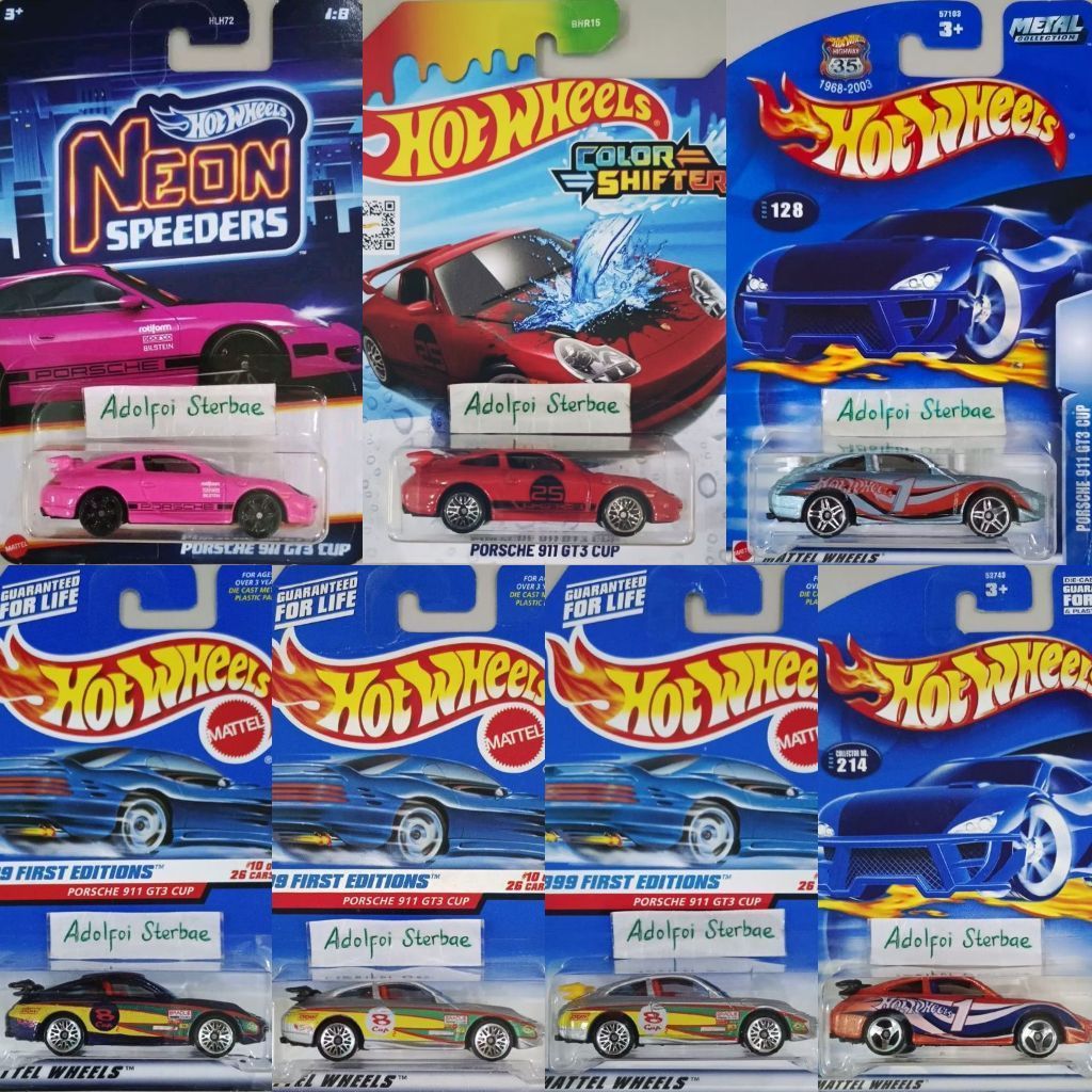 hotwheels hot wheels porsche 911 GT3 CUP 1999 first editions jordan-t bradlie 1 8 cup edisi neon spe